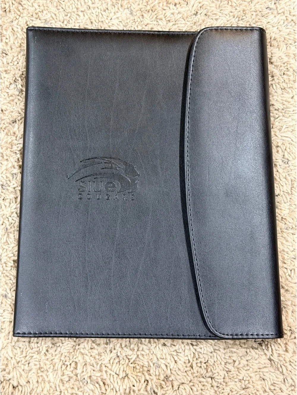 SIUE Cougars Black Faux Leather Portfolio Folder